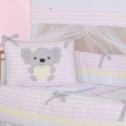 Kit Berço Coala Chevron Rosa 9 Peças Kit Berço Coala Chevron Rosa 9 Peças