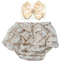 Calcinha de Bebê Floral Palha + Faixa de Cabelo Calcinha de Bebê Floral Palha + Faixa de Cabelo