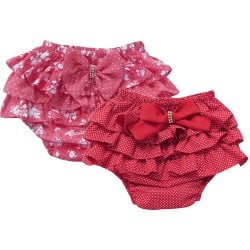 Kit Calcinha de Bebê Floral e Poá Vermelho 2 Peças Kit Calcinha de Bebê Floral e Poá Vermelho 2 Peças