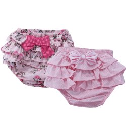 Kit Calcinha de Bebê Flores e Poá Rosa 2 Peças Kit Calcinha de Bebê Flores e Poá Rosa 2 Peças