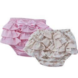 Kit Calcinha de Bebê Poá Rosa e Floral Palha 2 Peças Kit Calcinha de Bebê Poá Rosa e Floral Palha 2 Peças