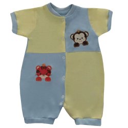Macacão Curto de Bebê Zoo Baby Azul Macacão Curto de Bebê Zoo Baby Azul