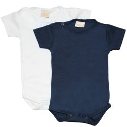 Kit Body de Bebê Branco e Marinho 2 Peças Kit Body de Bebê Branco e Marinho 2 Peças