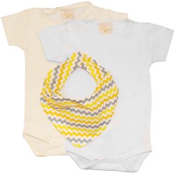 Kit Body de Bebê + Bandana Chevron Amarelo Kit Body de Bebê + Bandana Chevron Amarelo