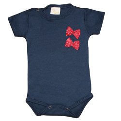 Body de Bebê Marinho Lacinho Poá Vermelho Body de Bebê Marinho Lacinho Poá Vermelho