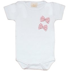 Body de Bebê Branco Lacinho Rosa Body de Bebê Branco Lacinho Rosa