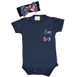Body de Bebê Mili Marinho e Floral 2 Peças Body de Bebê Mili Marinho e Floral 2 Peças