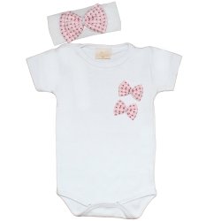 Body de Bebê Mili Branco e Rosa 2 Peças Body de Bebê Mili Branco e Rosa 2 Peças