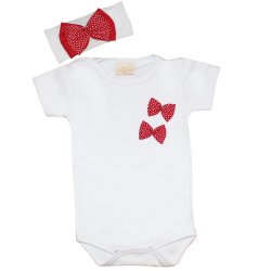 Body de Bebê Mili Branco e Poá Vermelho 2 Peças Body de Bebê Mili Branco e Poá Vermelho 2 Peças