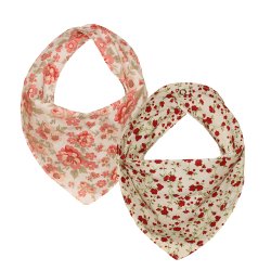 Kit Babador Bandana Floral Goiaba e Vermelho 2 Peças Kit Babador Bandana Floral Goiaba e Vermelho 2 Peças