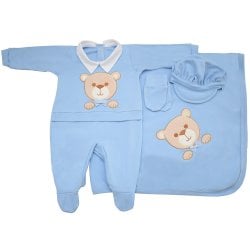 Saída de Maternidade Bear Azul 4 Peças Saída de Maternidade Bear Azul 4 Peças