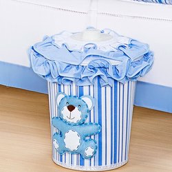 Lixeira Decorada Para Quarto de Bebê Menino Urso Sentinela Azul Lixeira Decorada Para Quarto de Bebê Menino Urso Sentinela Azul