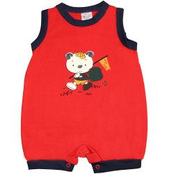 Macacão Verão de Bebê Bear Vermelho Macacão Verão de Bebê Bear Vermelho