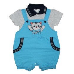 Macacão Curto de Bebê Arthur Azul 2 Peças Macacão Curto de Bebê Arthur Azul 2 Peças