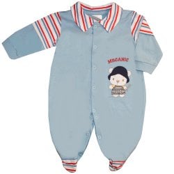 Macacão Longo de Bebê Mecânico Azul Macacão Longo de Bebê Mecânico Azul