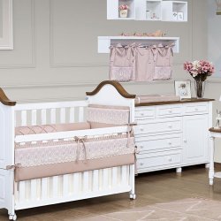 Quarto de Bebê Lelis Rosê ou Marfim Percal 300 Fios 13 Peças Quarto de Bebê Lelis Rosê ou Marfim Percal 300 Fios 13 Peças