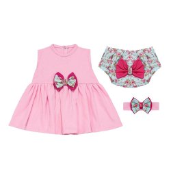 Vestido de Bebê Liz Rosa 3 Peças Vestido de Bebê Liz Rosa 3 Peças