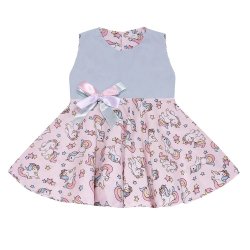Vestido de Bebê Ligia Unicórnio Rosa e Azul Vestido de Bebê Ligia Unicórnio Rosa e Azul