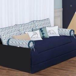 Kit Cama Babá Dinossauro Verde e Marinho 9 Peças Kit Cama Babá Dinossauro Verde e Marinho 9 Peças