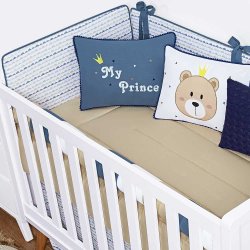 Kit Berço My Prince Azul Petróleo 100% Algodão 10 Peças Kit Berço My Prince Azul Petróleo 100% Algodão 10 Peças