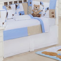 Saia de Berço Papai Urso Branco Saia de Berço Papai Urso Branco