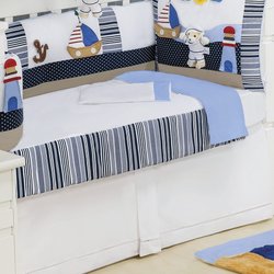 Saia de Berço 02 Lados Enxoval Bebê Menino Urso Marinheiro Branco Saia de Berço 02 Lados Enxoval Bebê Menino Urso Marinheiro Branco
