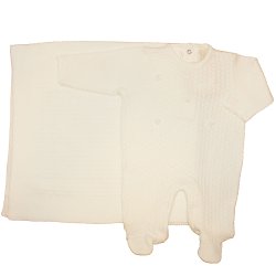 Saída de Maternidade Tricot Florzinha Branca 2 Peças Saída de Maternidade Tricot Florzinha Branca 2 Peças