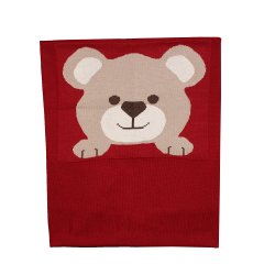 Manta de Bebê Ursinho Tricot Vermelho Manta de Bebê Ursinho Tricot Vermelho