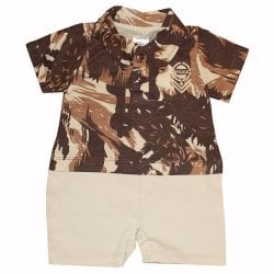 Macacão Curto de Bebê Militar Marrom Macacão Curto de Bebê Militar Marrom