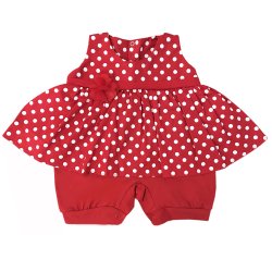 Macacão Curto de Bebê Poá Vermelho Macacão Curto de Bebê Poá Vermelho
