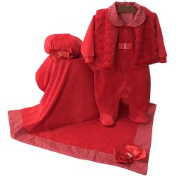 Saída de Maternidade Elegance Vermelho Plush 4 Peças Saída de Maternidade Elegance Vermelho Plush 4 Peças