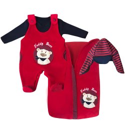Saída de Maternidade Urso Vermelho Plush 4 Peças Saída de Maternidade Urso Vermelho Plush 4 Peças