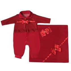 Saída de Maternidade Basic Vermelho Plush 3 Peças Saída de Maternidade Basic Vermelho Plush 3 Peças