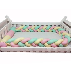 Kit Berço Trança Arco-Íris Rosa, Amarelo e Verde 2 Peças Kit Berço Trança Arco-Íris Rosa, Amarelo e Verde 2 Peças