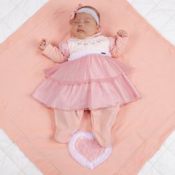 Saída de Maternidade Delicate Salmão Plush 3 Peças Saída de Maternidade Delicate Salmão Plush 3 Peças