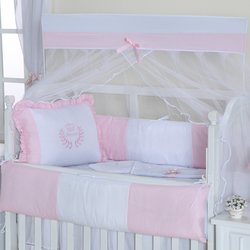 Kit Berço Americano Coroa Rosa 9 Peças Kit Berço Americano Coroa Rosa 9 Peças