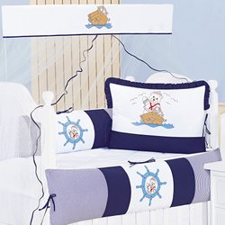 Kit Berço Americano com Mosquiteiro Quarto de Bebê Menino Urso Navegante Kit Berço Americano com Mosquiteiro Quarto de Bebê Menino Urso Navegante