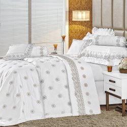 Cobre Leito King Fascínio Branco Percal 200 Fios 3 Peças Cobre Leito King Fascínio Branco Percal 200 Fios 3 Peças