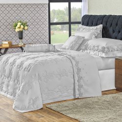 Cobre Leito King Fiori Cinza Percal 200 Fios 3 Peças Cobre Leito King Fiori Cinza Percal 200 Fios 3 Peças