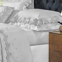 Jogo de Cama Queen Fiori Cinza Percal 200 Fios 4 Peças Jogo de Cama Queen Fiori Cinza Percal 200 Fios 4 Peças