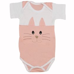Body de Bebê Gatinha Rosê e Branco Body de Bebê Gatinha Rosê e Branco