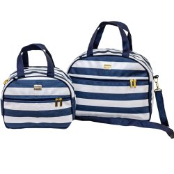 Kit Bolsa Maternidade Milão Listras Marinho 2 peças Kit Bolsa Maternidade Milão Listras Marinho 2 peças