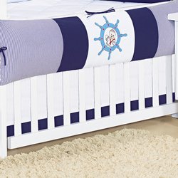 Saia de Berço 2 Lados Enxoval Bebê Menino Urso Navegante Branco - Azul Saia de Berço 2 Lados Enxoval Bebê Menino Urso Navegante Branco - Azul