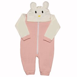 Macacão Longo de Bebê Gatinha Rosê e Palha Macacão Longo de Bebê Gatinha Rosê e Palha