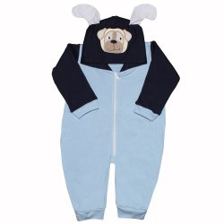 Macacão Longo de Bebê Cachorrinho Azul Macacão Longo de Bebê Cachorrinho Azul