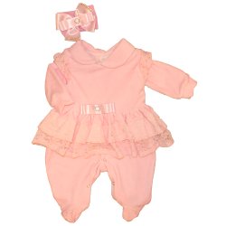 Macacão Longo de Bebê Carol Rosa Plush 3 Peças Macacão Longo de Bebê Carol Rosa Plush 3 Peças