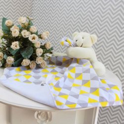 Naninha para Bebê Ursinho Losango Amarelo Naninha para Bebê Ursinho Losango Amarelo