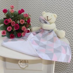 Naninha para Bebê Ursinha Losango Rosa Naninha para Bebê Ursinha Losango Rosa