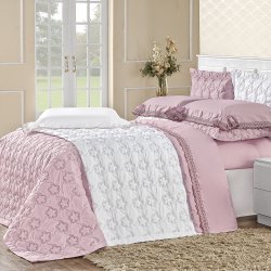 Cobre Leito Queen Poeme Branco ou Rosê 180 Fios 3 Peças Cobre Leito Queen Poeme Branco ou Rosê 180 Fios 3 Peças