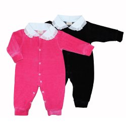 Kit Macacão Longo de Bebê Charmosa Pink e Preto Plush 2 Peças Kit Macacão Longo de Bebê Charmosa Pink e Preto Plush 2 Peças